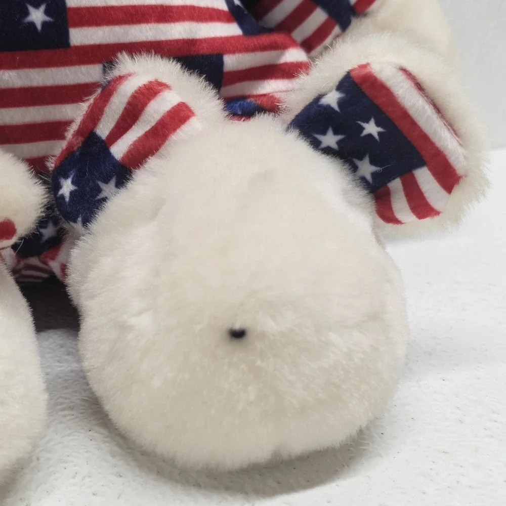 Vintage Shalom Patriotic Bear Pajamas Plush & Bunny Slippers Red White & Blue